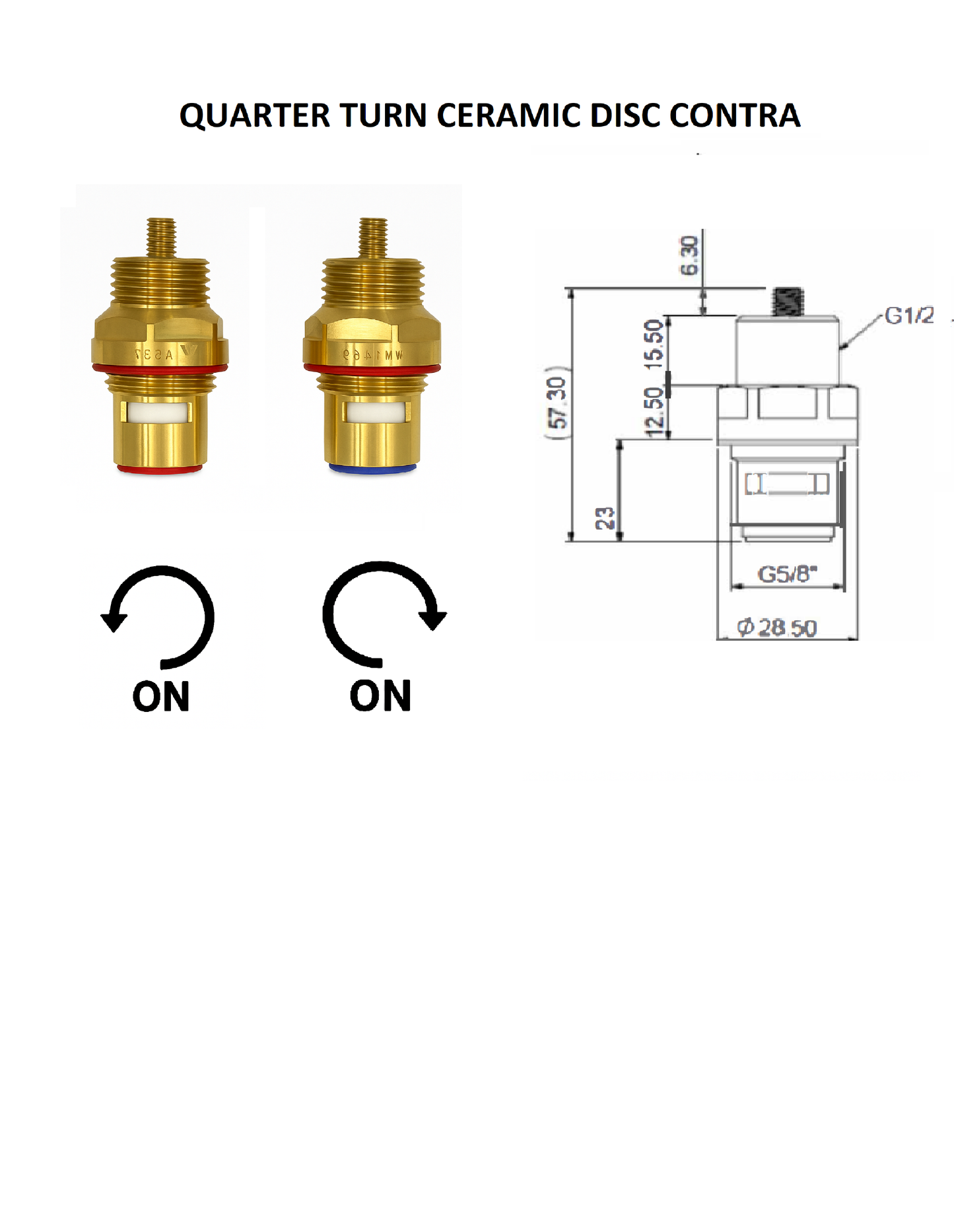 Adaptable Quarter Turn Ceramic Disc Spindles Contra