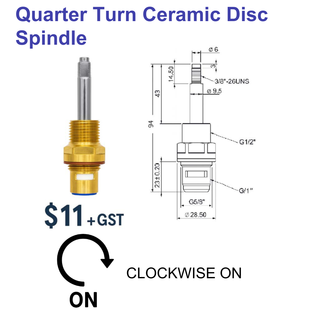 Quarter Turn Ceramic Disc Spindle Clockwise ON