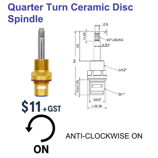 Quarter Turn Ceramic Disc Spindle Anti Clockwise ON